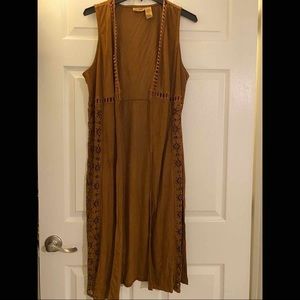 Long Brown Sleeveless Vest Overcoat